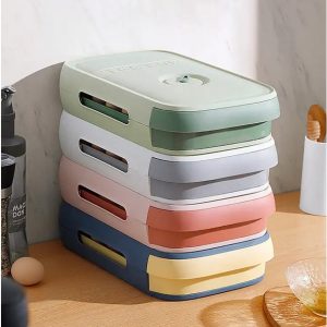 Egg Holder For Refrigerator | Egg Storage Container For Refrigerator Fridge Organizer Bin Egg Drawer Box Egg Tray Auto Rolling Stackable with Lid, Time Scale